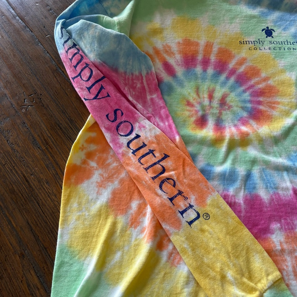 Simply Southern S long sleeve turtle tie dye top - Picture 8 of 13
